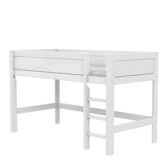 LIFETIME Kidsrooms halvhøj seng med stige 128 cm 90x200 cm – hvid