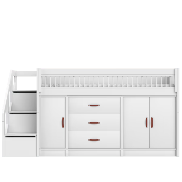 LIFETIME Kidsrooms halvhøj seng 128 cm inkl. opbevaring 90x200 cm – hvid