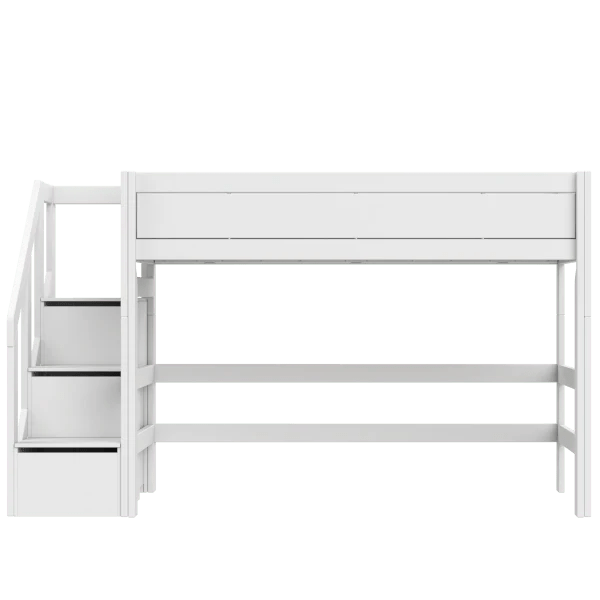 LIFETIME Kidsrooms højseng med trappe 152 cm – 90x200 cm – hvid