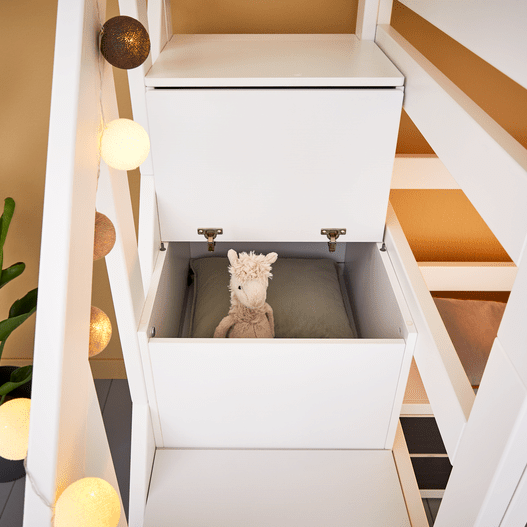 LIFETIME Kidsrooms højseng med trappe 152 cm – 90x200 cm – hvid