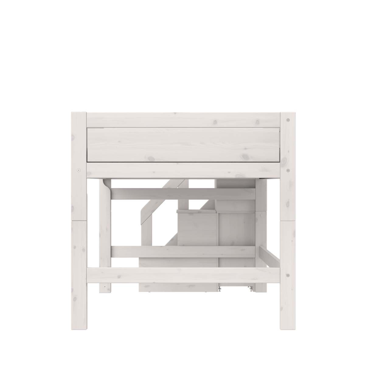 LIFETIME Kidsrooms halvhøj seng med trappe 128 cm 120x200 – hvidpigmenteret