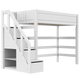 LIFETIME Kidsrooms højseng 177 cm med trappe – 90x200 cm – hvid