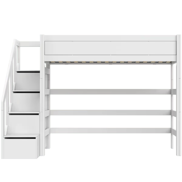 LIFETIME Kidsrooms højseng 177 cm med trappe – 90x200 cm – hvid