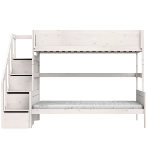 LIFETIME Kidsrooms familiekøjeseng med trappe 90/120x200 cm – hvidpigmenteret