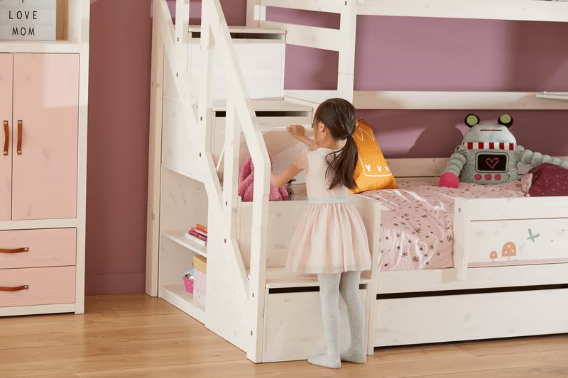 LIFETIME Kidsrooms familiekøjeseng med trappe 90/120x200 cm – hvidpigmenteret
