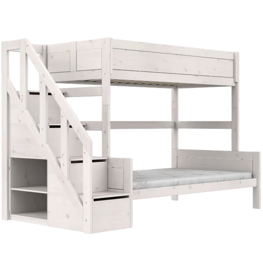 LIFETIME Kidsrooms familiekøjeseng med trappe 90/120x200 cm – hvidpigmenteret