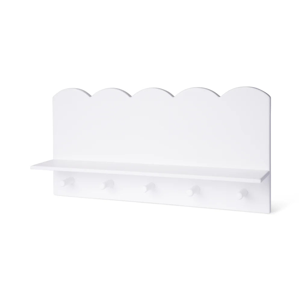 Isle of Dogs Design væghylde med knager til børn – hvid