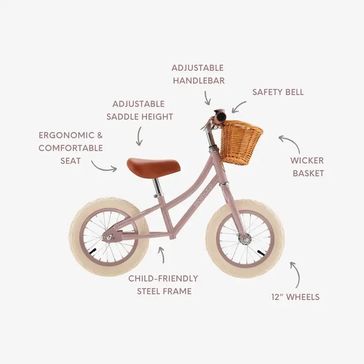 Banwood løbecykel First Go Vintage til børn – Dusty Pink