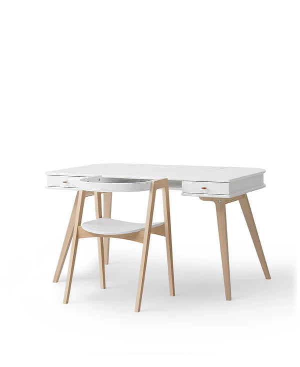 Oliver Furniture Wood skrivebord 66 cm inkl. armstol – hvid/eg