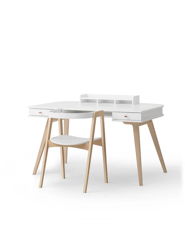 Oliver Furniture Wood skrivebord 66 cm inkl. armstol – hvid/eg