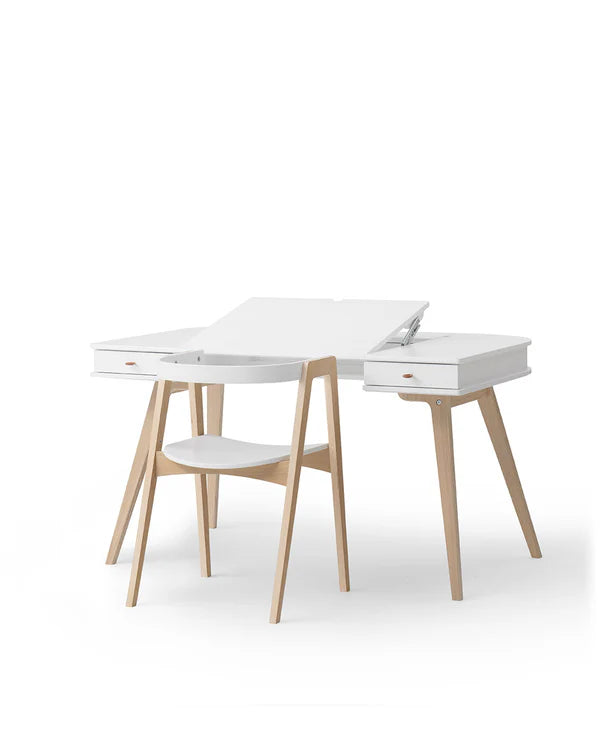 Oliver Furniture Wood skrivebord 66 cm inkl. armstol – hvid/eg