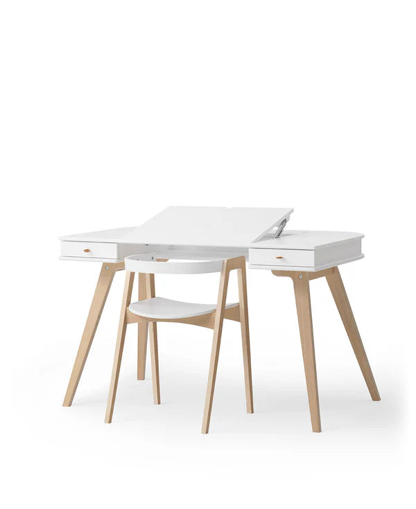 Oliver Furniture Wood skrivebord 72,6 cm inkl. armstol – hvid/eg