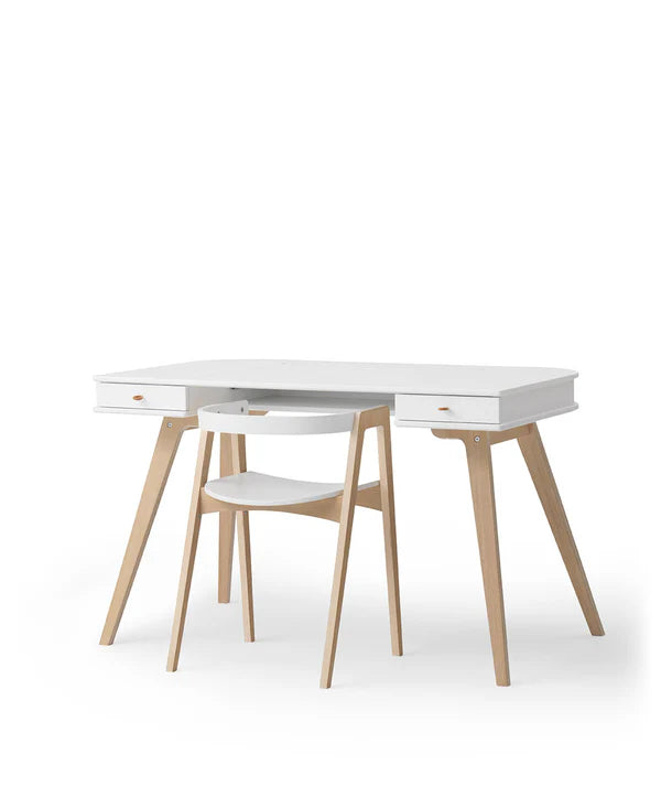 Oliver Furniture Wood skrivebord 72,6 cm inkl. armstol – hvid/eg