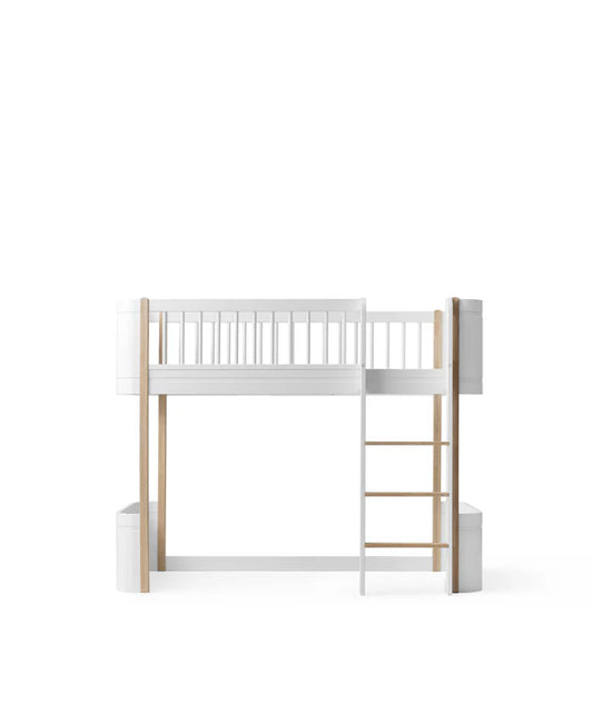 Oliver Furniture Wood Mini+ halvhøj seng i hvid/eg – 68x162 cm