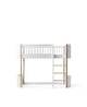 Oliver Furniture Wood Mini+ halvhøj seng i hvid/eg – 68x162 cm