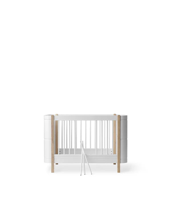 Oliver Furniture Wood Mini+ tremmeseng i hvid/eg – 68x122 cm