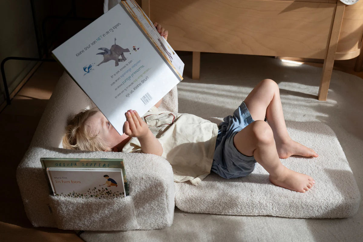 Shappy Lumi Lænestol Teddy – 2-i-1 børnestol og liggemåtte - Soft Cream