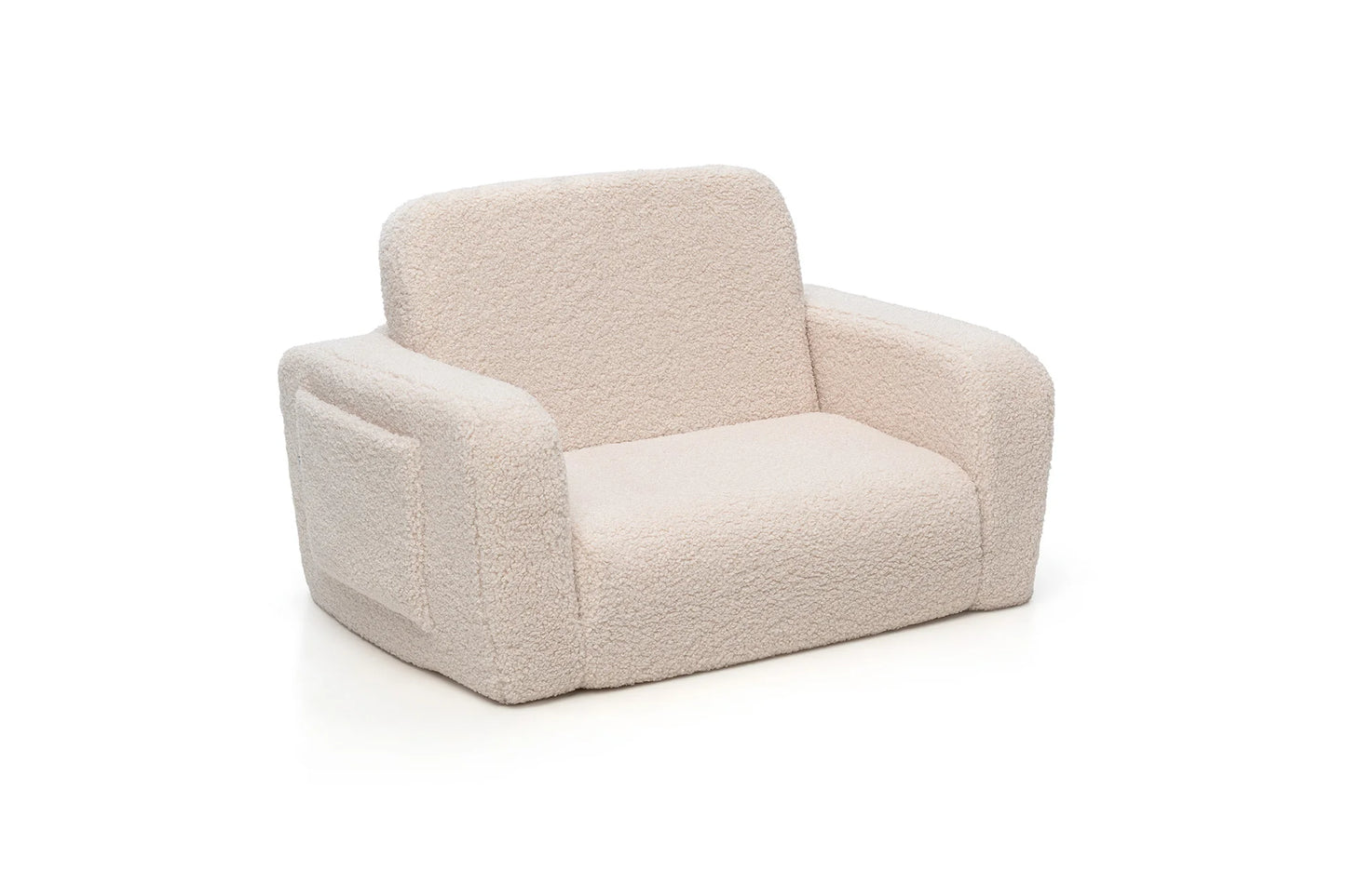 Shappy Lumi Lænestol Teddy – 2-i-1 børnestol og liggemåtte - Soft Cream