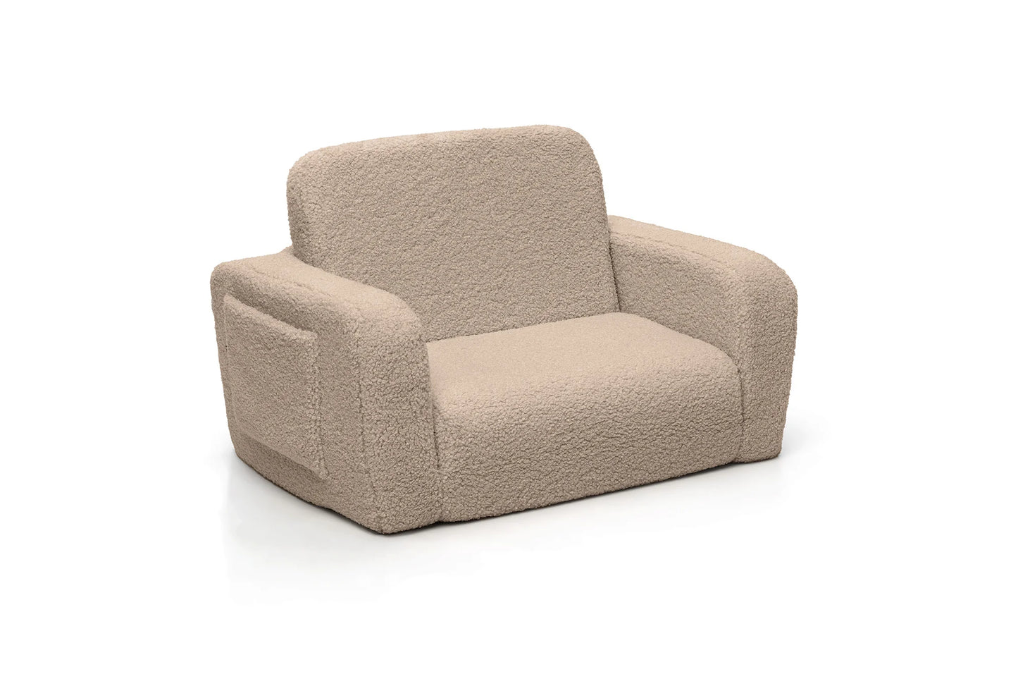 Shappy Lumi Lænestol Teddy – 2-i-1 børnestol og liggemåtte - Light Beige