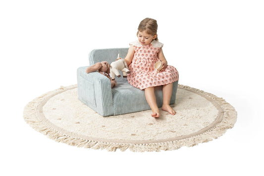 Shappy Lumi lænestol i fløjl – 2-i-1 børnestol og liggemåtte - Peppermint