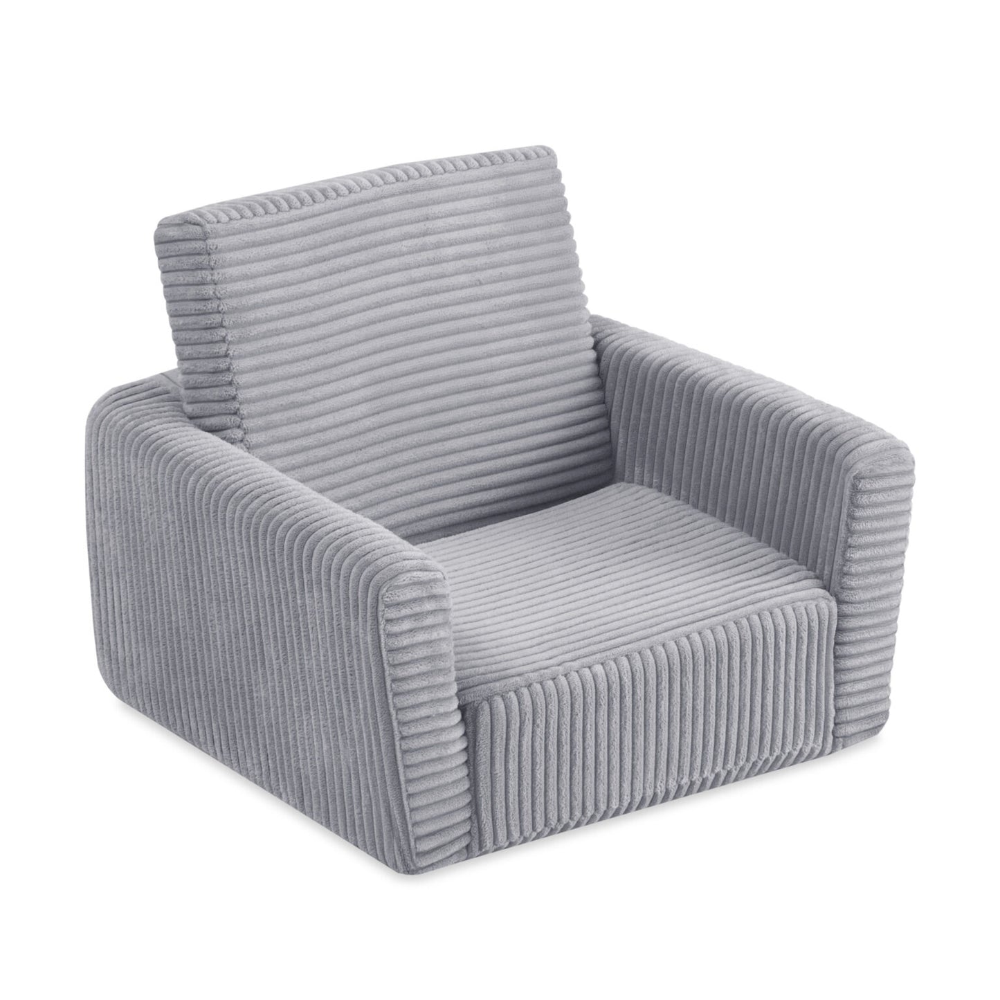 Plush Nest Cubie foldbar lænestol til børn i premium fløjl – grå