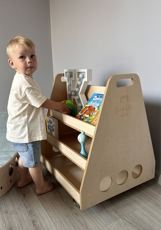 Luula Berta Montessori Bogreol på Hjul – Opbevaring og Rolleleg