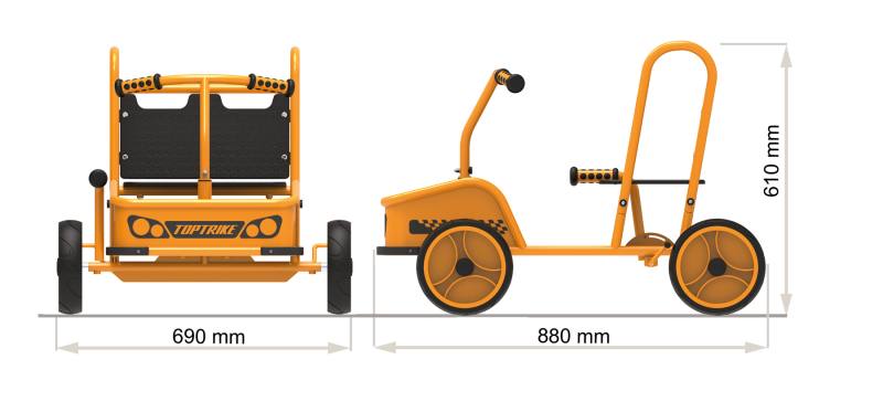 TopTrike Buddy Car Push & Drive køretøj til 2 børn – fra 4 år