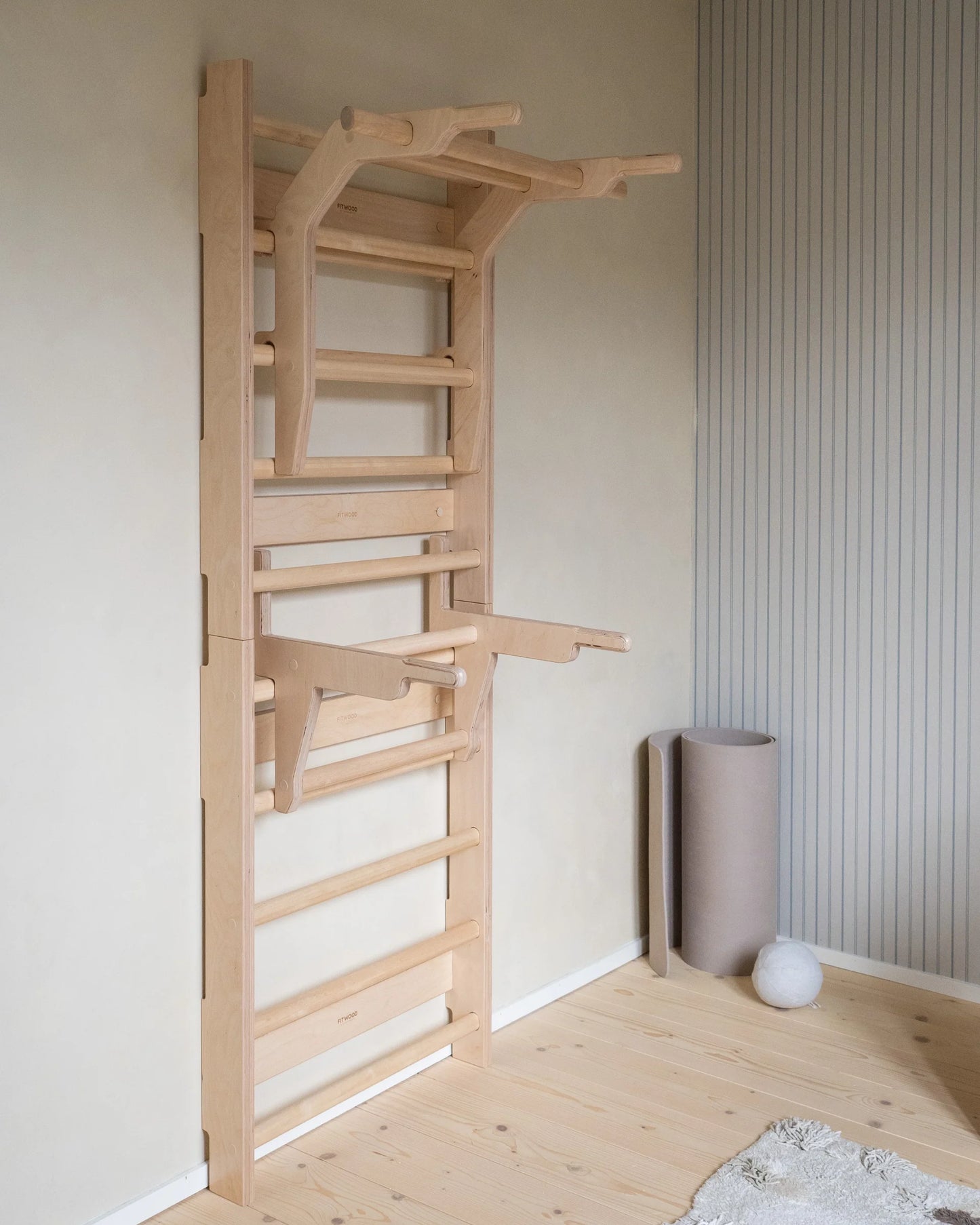 FitWood OKSA pull-up bar & dip station - hvid/birk