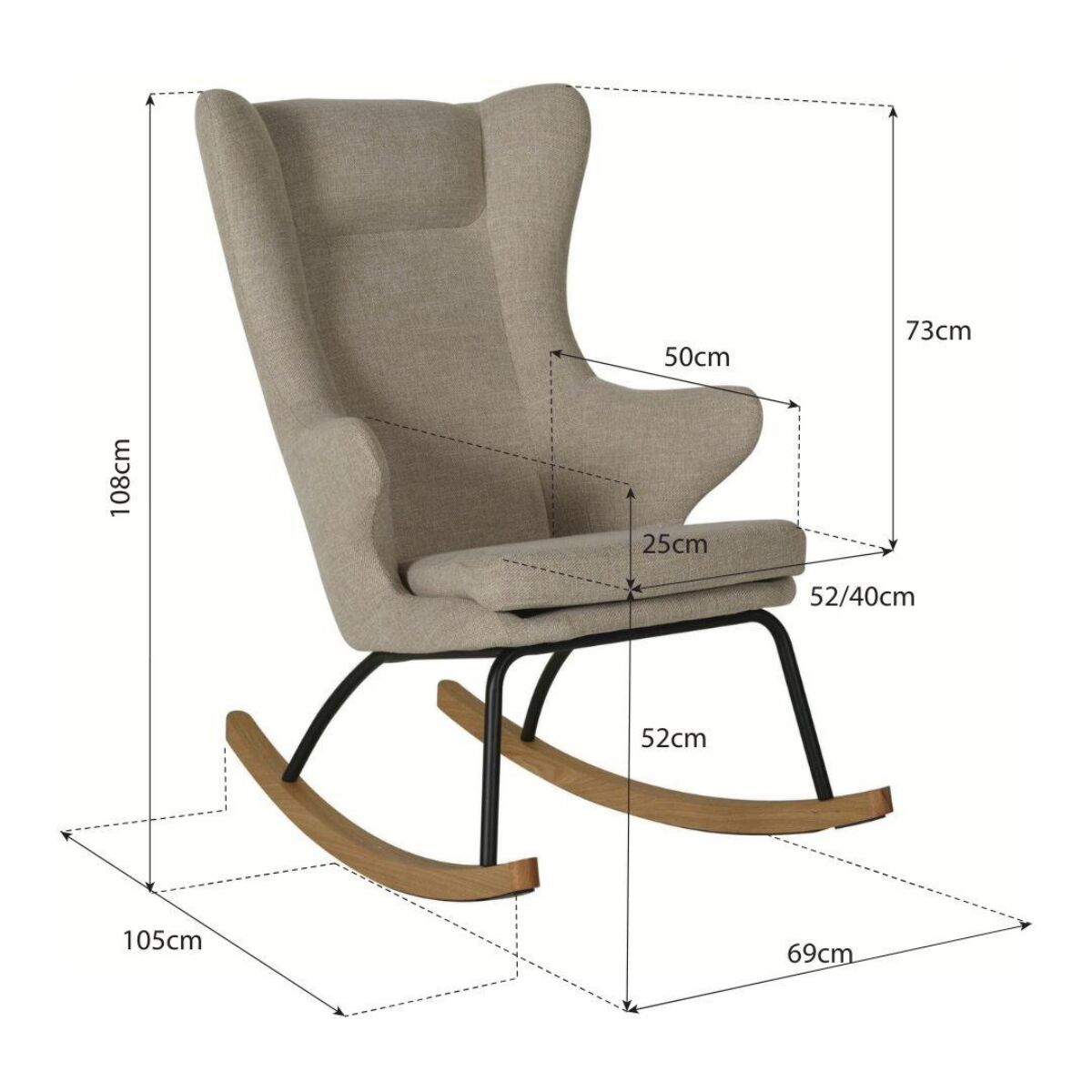 Quax gyngestol De Luxe voksen bouclé – cream