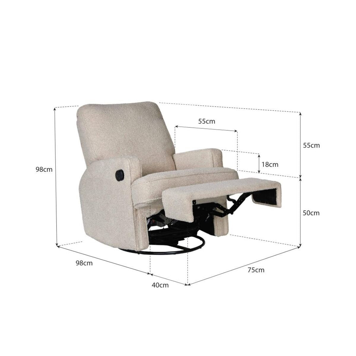 Quax dreje- og glidestol med recliner – teddy taupe