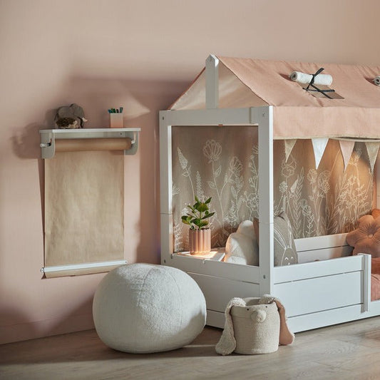 LIFETIME Kidsrooms rund puf i teddy stof – Cream