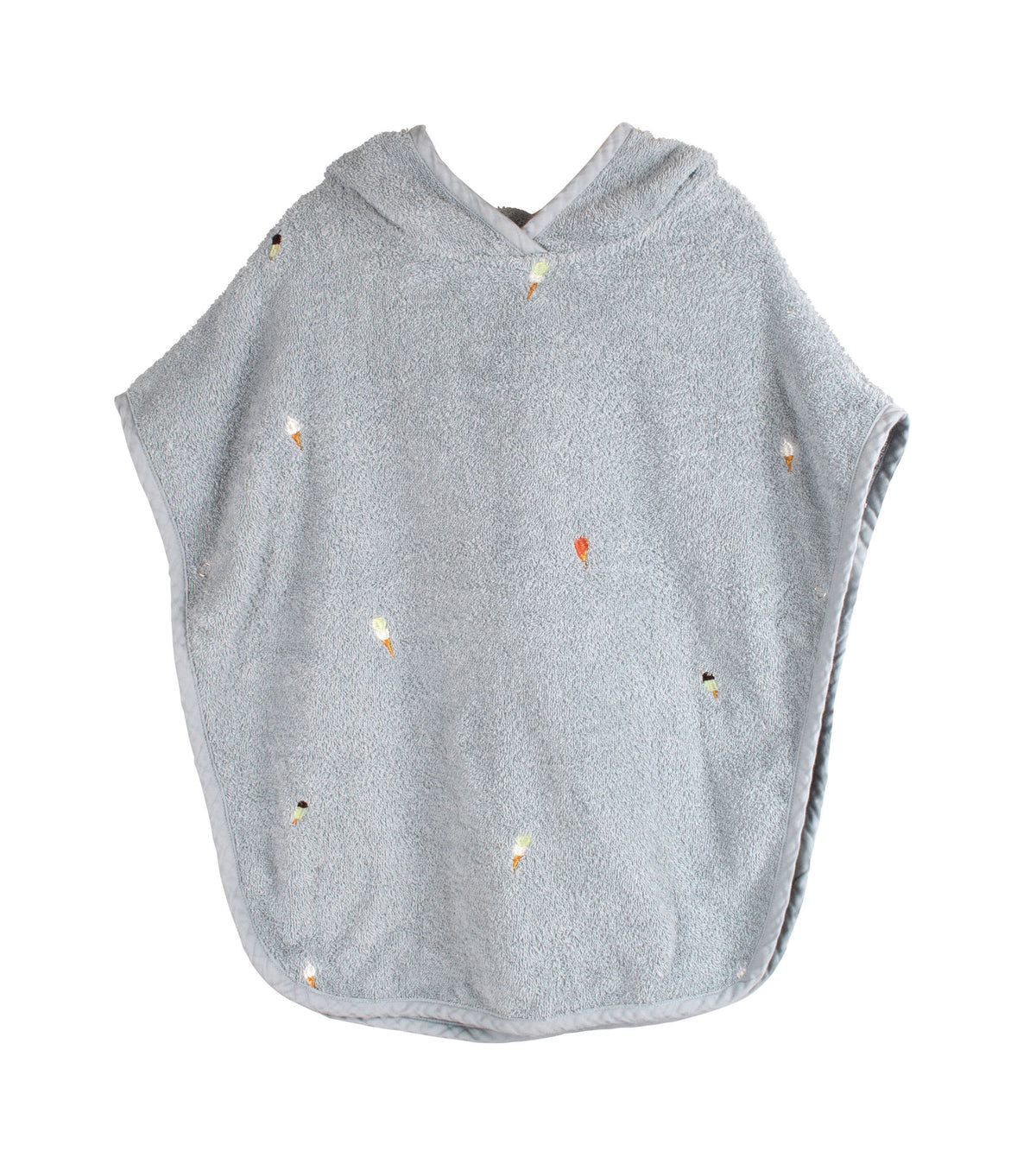 Filibabba Strandponcho med broderi GOTS - Pearl Blue