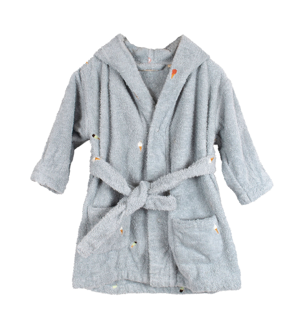 Filibabba Badekåbe med broderi 1-2 år GOTS - Pearl Blue
