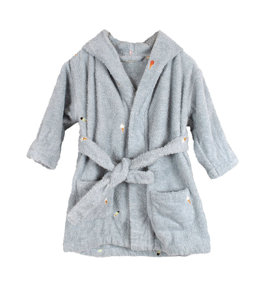 Filibabba Badekåbe med broderi 1-2 år GOTS - Pearl Blue