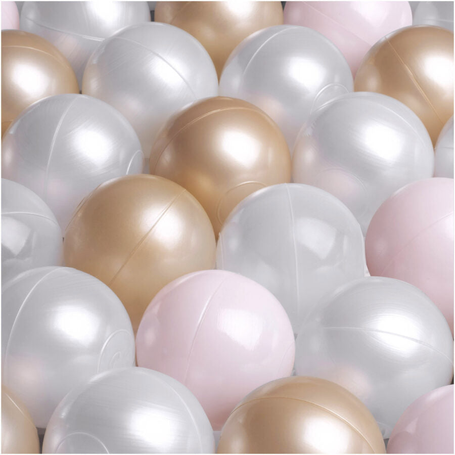 Plush Nest Floral Fun Zone boldbassin 95x30 cm – beige med 200 bolde i lyserød mix