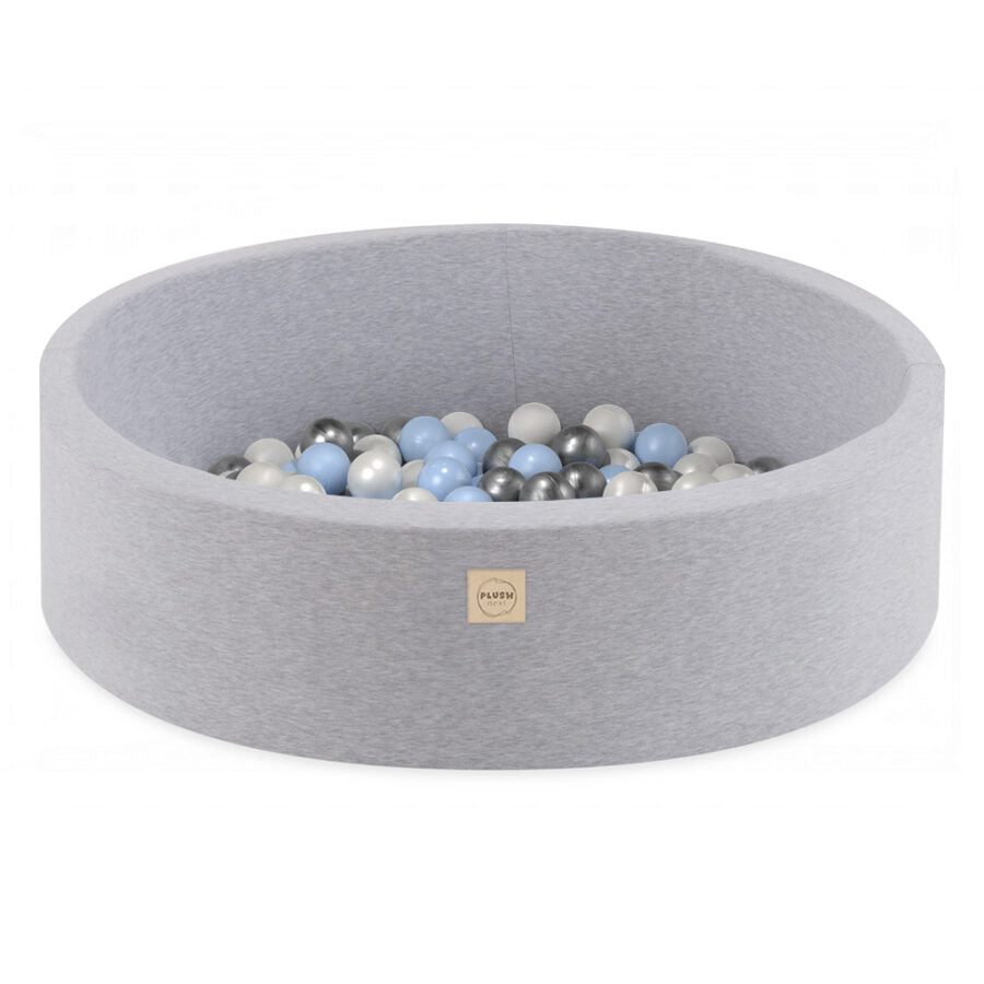 Plush Nest boldbassin 90x30 cm – lysegrå med 200 bolde