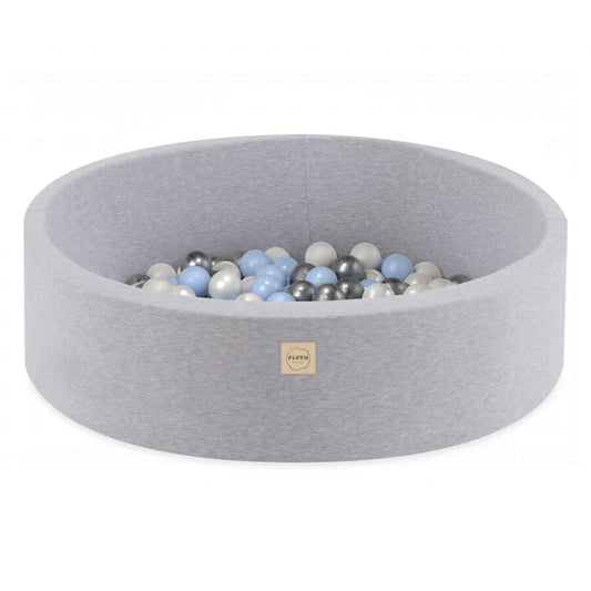 Plush Nest boldbassin 90x30 cm – lysegrå med 200 bolde