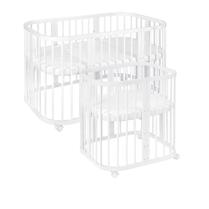 Waldin 7-i-1 tremmeseng med madras – hvid