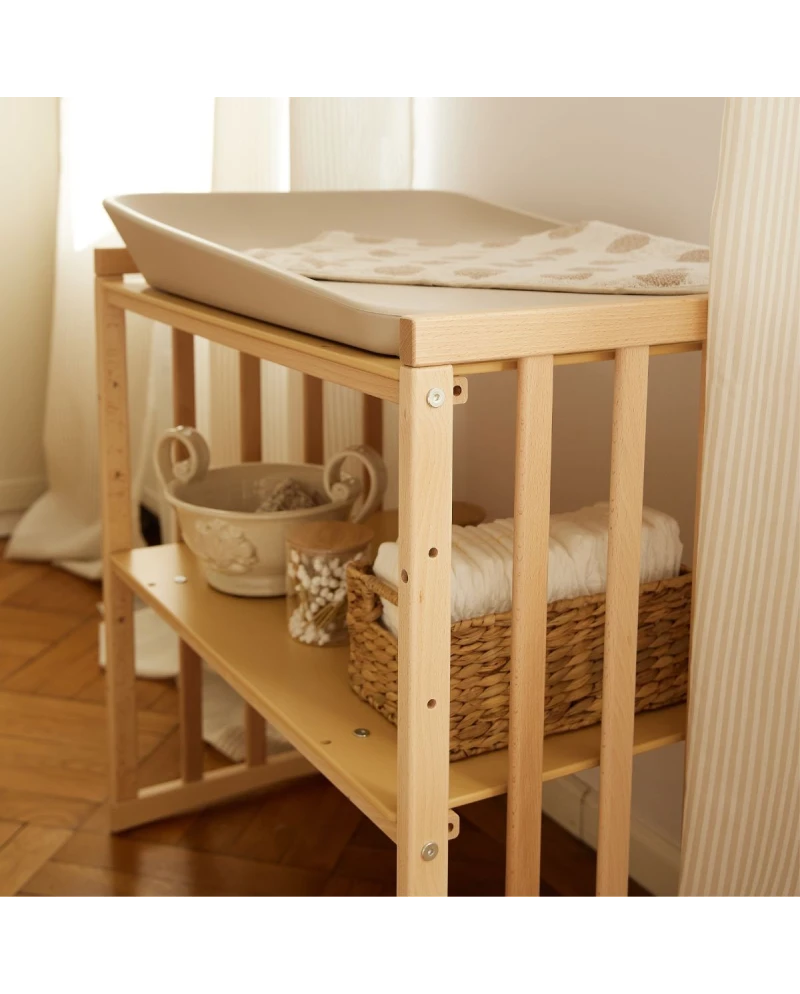 Waldin 7-i-1 oval tremmeseng med madras – naturtræ