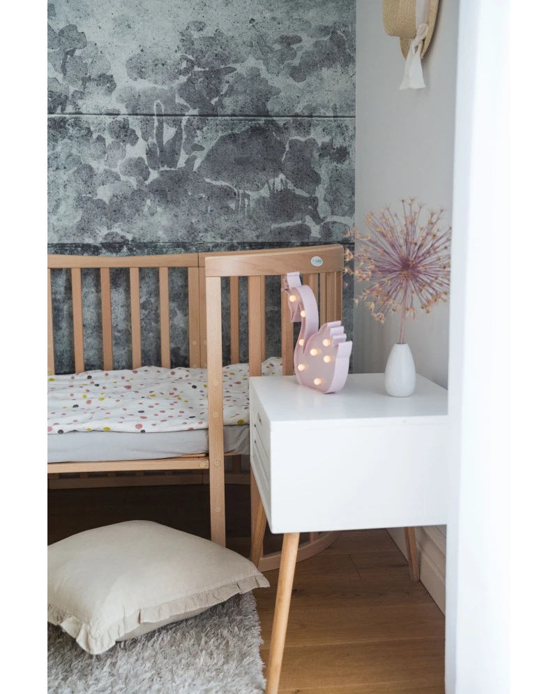Waldin 7-i-1 oval tremmeseng med madras – naturtræ