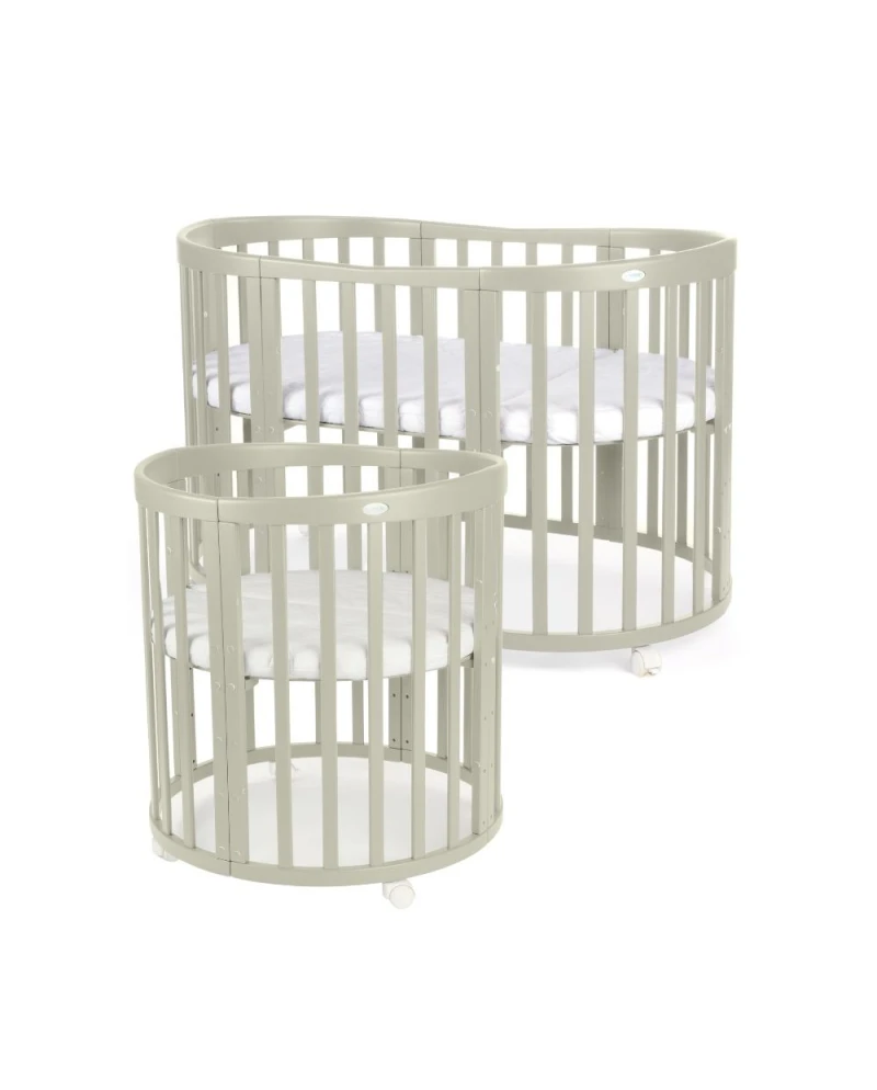 Waldin 7-i-1 oval tremmeseng med madras – olivengrøn