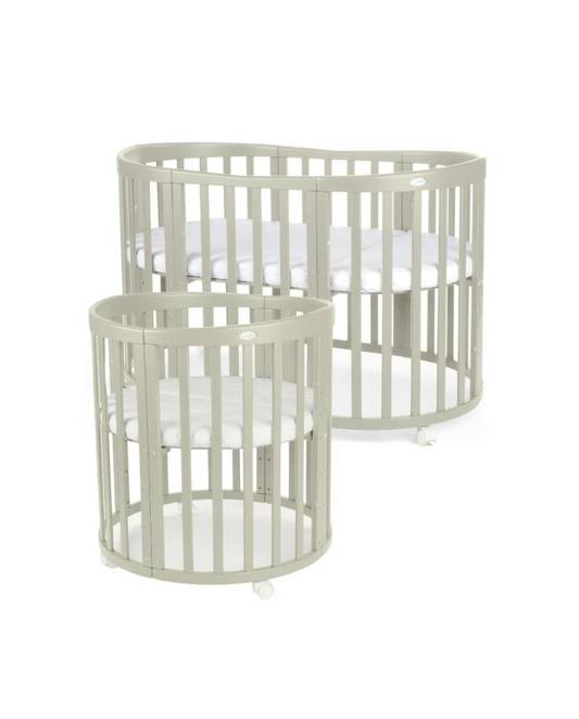 Waldin 7-i-1 oval tremmeseng med madras – olivengrøn
