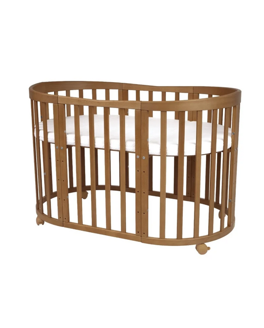 Waldin 7-i-1 oval tremmeseng med madras – vintage