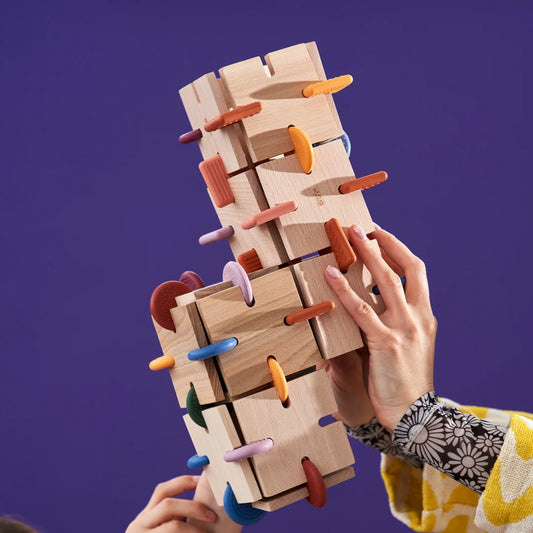 BAVVIC Builder Set – kreativt byggesæt i træ og silikone – 48 dele