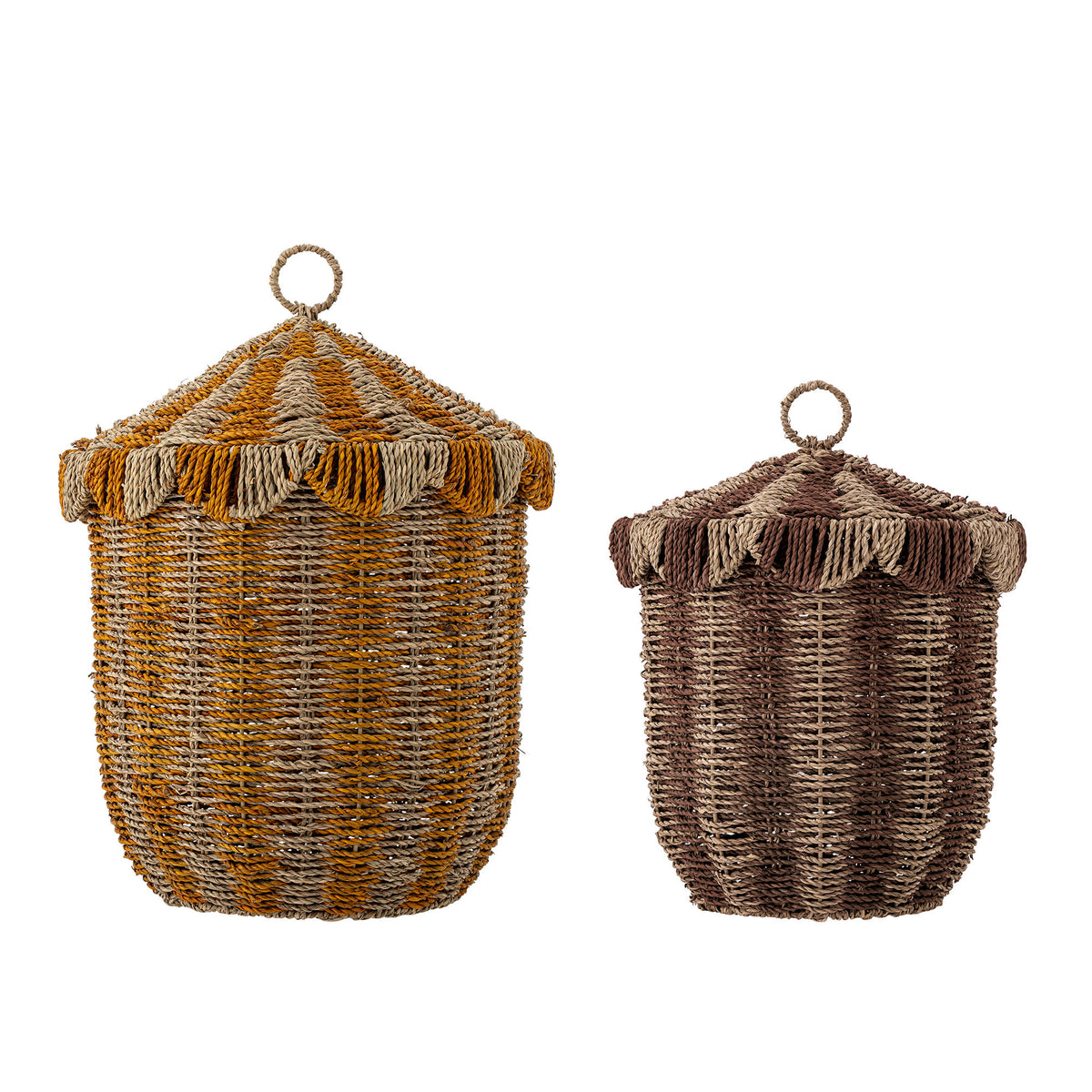 Bloomingville MINI Cikkeline kurve med låg - 2 stk. - Multifarvet