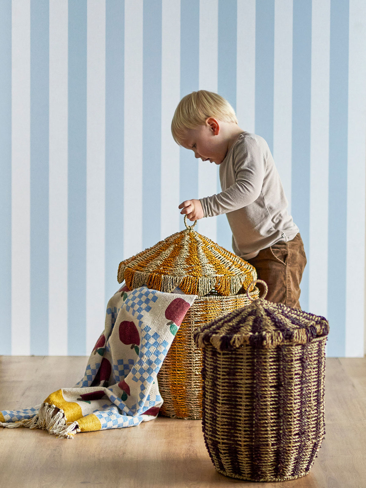 Bloomingville MINI Cikkeline kurve med låg - 2 stk. - Multifarvet