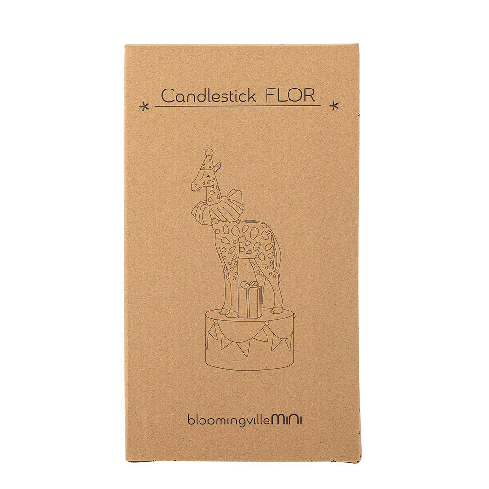 Bloomingville MINI Flor lysestage – Giraf i brun polyresin