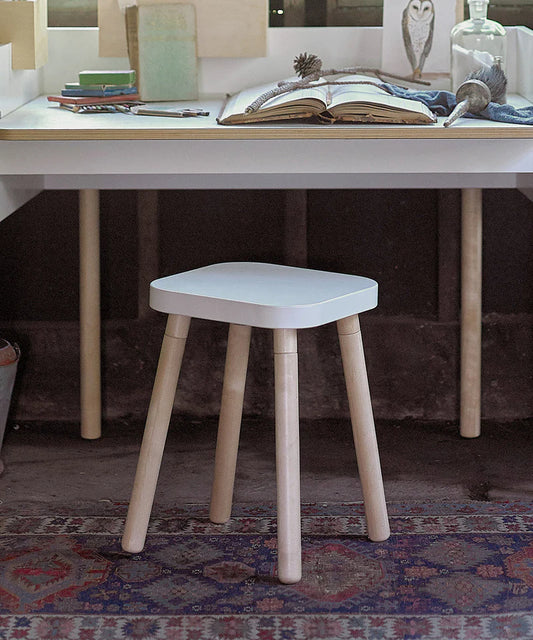 Oeuf NYC Square Stool – hvid/birk