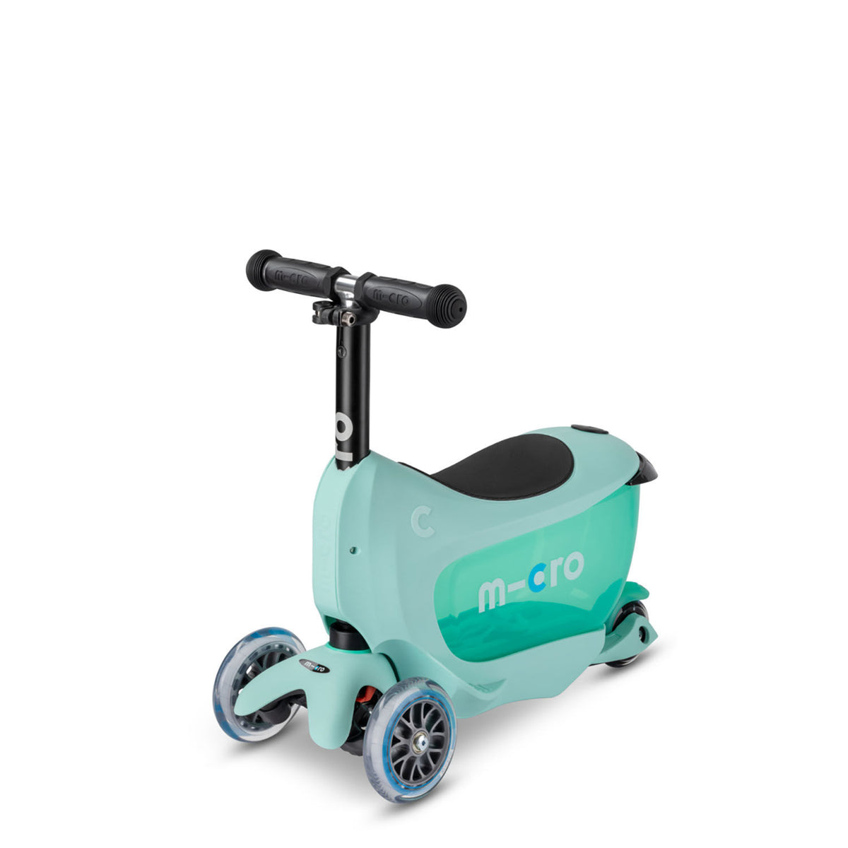 Micro Mini2go Deluxe 2-i-1 løbehjul med sæde – Mint
