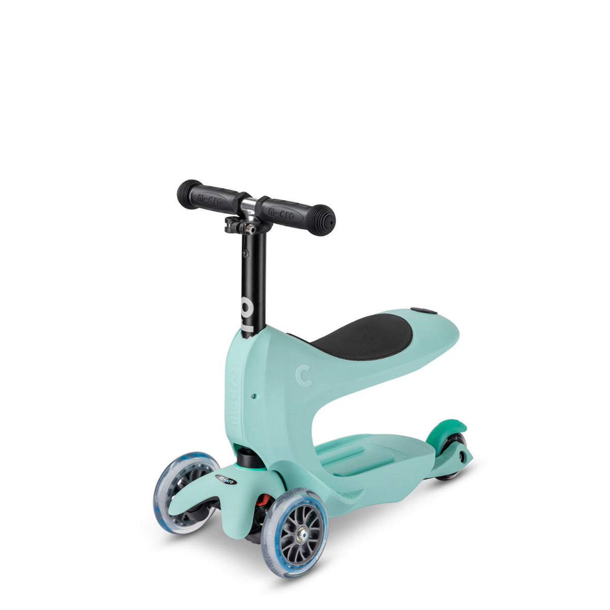 Micro Mini2go Deluxe 2-i-1 løbehjul med sæde – Mint